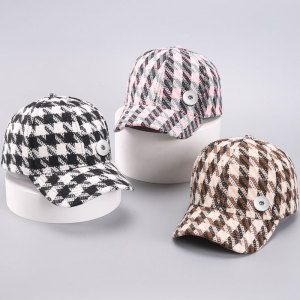 Baseball cap, colorful knitted bird pattern duckbill cap, artistic retro hat for 20MM  Snaps button jewelry wholesale