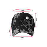 Butterfly lace baseball cap, mesh breathable rhinestone flower sunscreen duckbill cap for 20MM  Snaps button jewelry wholesale