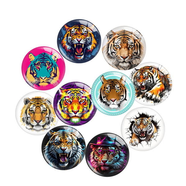 20MM tiger Print glass snap button charms