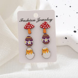 Irish Easter Easter Egg Earrings Cartoon Cute Mushroom Love Wooden Earrings Set