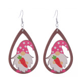 Easter earrings, rabbit flower basket earrings, cute printed Easter eggs, spring wooden earrings