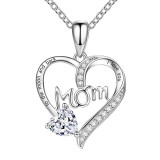 Mom Love Engraved Diamond Necklace Mother's Day Gift