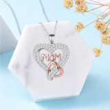 Mother's Day Gift Love Pendant with Zircon Inlaid Letter MOM Necklace