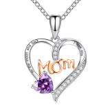 Mom Love Engraved Diamond Necklace Mother's Day Gift