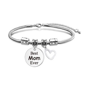 Stainless steel snake bone bracelet Mother's Day hang tag love MOM holiday gift
