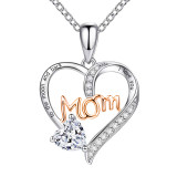 Mom Love Engraved Diamond Necklace Mother's Day Gift