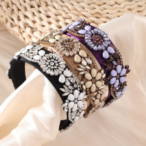 Retro Baroque Palace Style Flower Hair Hoops and Water Diamond Hair Accessories