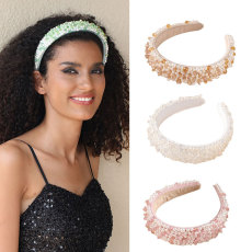 Baroque pearl wide brimmed crystal sponge headband hair accessories