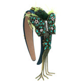 Colorful butterfly rhinestone tassel feather headband hair accessory
