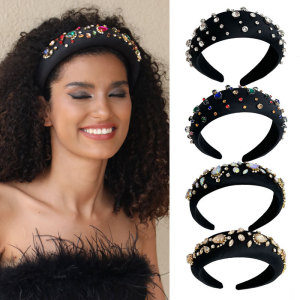 Baroque sponge inlaid colorful diamond starry velvet fabric hair accessories headwear