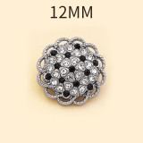 12MM Metal rhinestone flower shape snap button charms