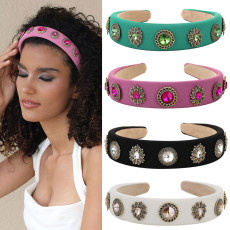 Diamond inlaid flower fabric headband hair accessories