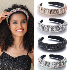 Super Sparkling Full Glass Diamond Baroque Sponge Hair Hoops and Accessories