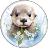 20MM otter Print glass snap button charms