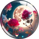20MM flower Print glass snap button charms