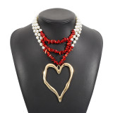 Multi layered Love Beaded Pearl Turquoise Necklace