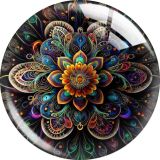 20MM Mandala pattern Print glass snap button charms