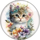 20MM cat Print glass snap button charms
