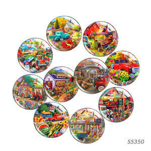 20MM Colorful grocery store Print glass snap button charms