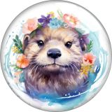 20MM otter Print glass snap button charms