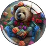 20MM Little Bear Print glass snap button charms