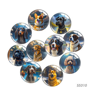 20MM dog Print glass snap button charms