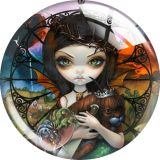 20MM Girl Print glass snap button charms