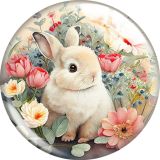 20MM rabbit Print glass snap button charms