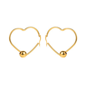 Stainless steel Love Gold Ball Circle Earrings