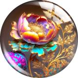 20MM flower Print glass snap button charms