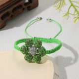 Flower woven full diamond clay ball string beads with adjustable bracelet