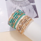 Crystal Beaded Bracelet 6-piece Combination Set Fashion Colorful Elastic Bracelet