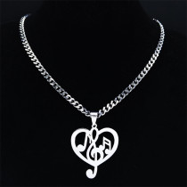 Stainless steel note love necklace