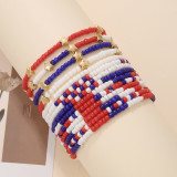 American Independence Day Rice Ball Handmade Beaded Bracelet Star Multi layered Bracelet Set