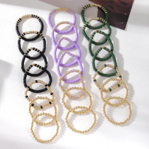 Bohemian style solid color soft clay bracelet 7-piece set with multi-layer stacked round bead beaded elastic bracelet