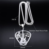Guitar Paddle Pendant Necklace Stainless Steel Punk Rock Music Note Necklace Jewelry
