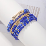 Crystal Beaded Bracelet 6-piece Combination Set Fashion Colorful Elastic Bracelet