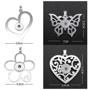 Stainless steel love Butterfly  flower Pendant  fit 20MM Snaps button jewelry wholesale