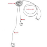 Metal rhinestone flower pull-out necklace fit 20MM Snaps button jewelry wholesale