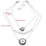 Metal pearl three-layer necklace fit 20MM Snaps button jewelry wholesale