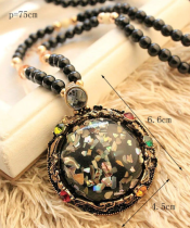 Bohemian Caibei Cat's Eye Stone Long Necklace