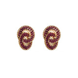 Colored diamond interlocking multi-layer circular alloy diamond inlaid geometric earrings