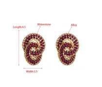 Colored diamond interlocking multi-layer circular alloy diamond inlaid geometric earrings