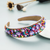 Colorful turquoise inlaid with diamond and wide edge fabric headband hair accessories