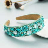 Colorful turquoise inlaid with diamond and wide edge fabric headband hair accessories