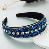 Colorful turquoise inlaid diamond wide edge headband hair accessories