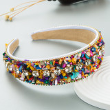 Colorful turquoise inlaid diamond wide edge headband hair accessories