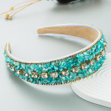 Colorful turquoise inlaid diamond wide edge headband hair accessories