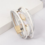 Fashionable Bohemian PU leather bracelet with alloy magnetic buckle multi-layer bracelet