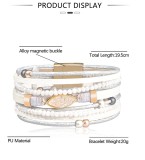 Fashionable Bohemian PU leather bracelet with alloy magnetic buckle multi-layer bracelet